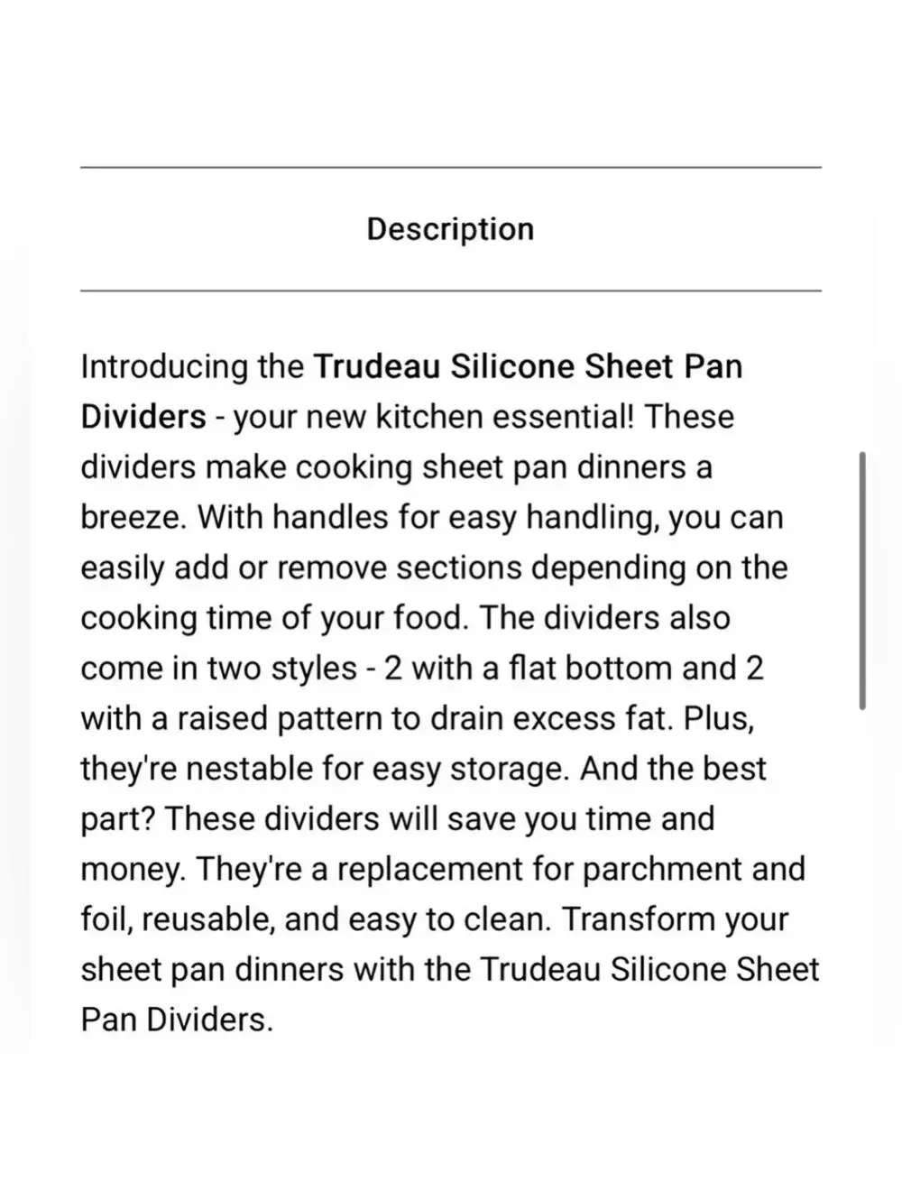 Trudeau / Silicone Sheet Pan Dividers Set of 4